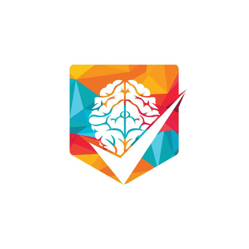 Brain check vector logo design. Brain and tick icon logo.