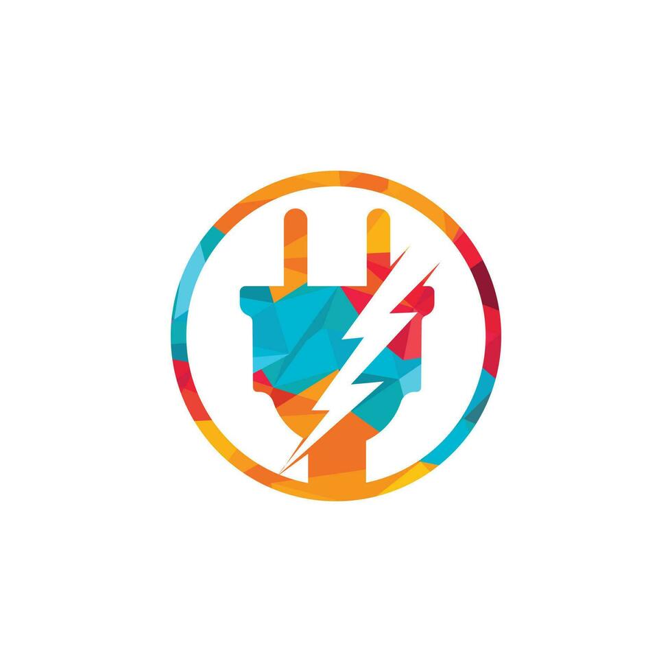 Electrical plug and thunderbolt vector logo design. Power energy symbol.