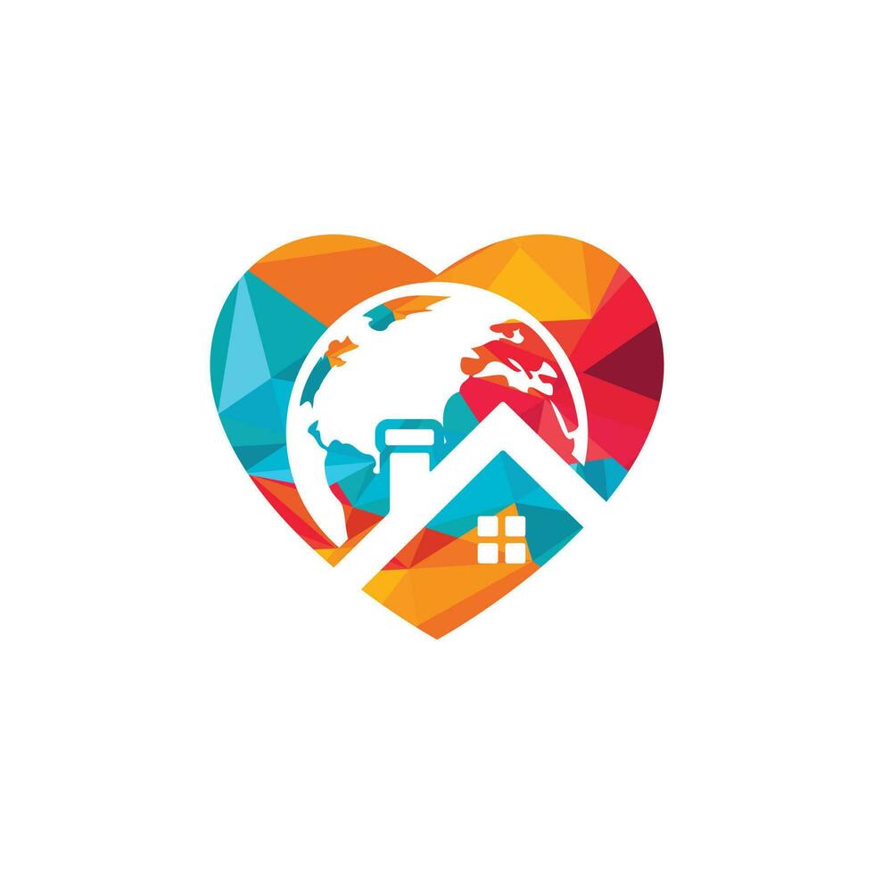 Global home vector logo design template. World house vector logo design concept.
