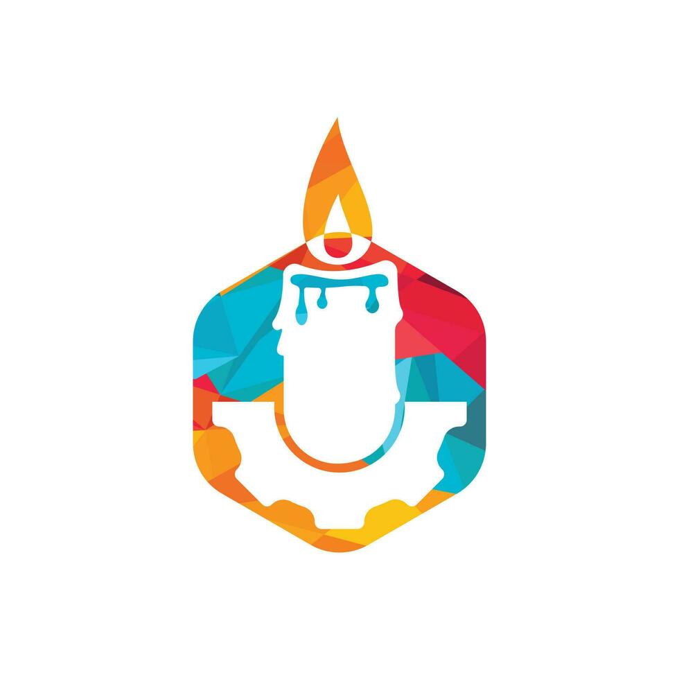Candle gear vector logo design. Circular candle land gear logo vector design.