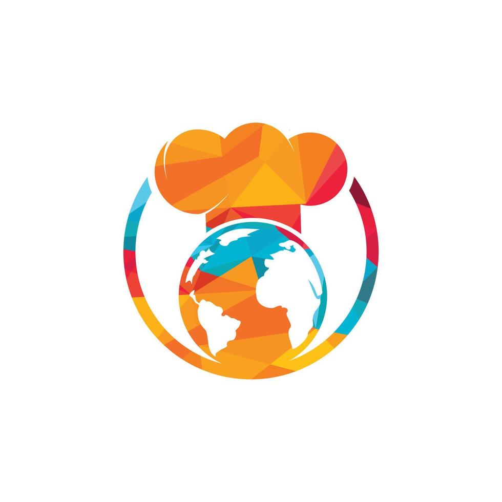 Global chef vector logo design. Cooking planet vector logo design template.