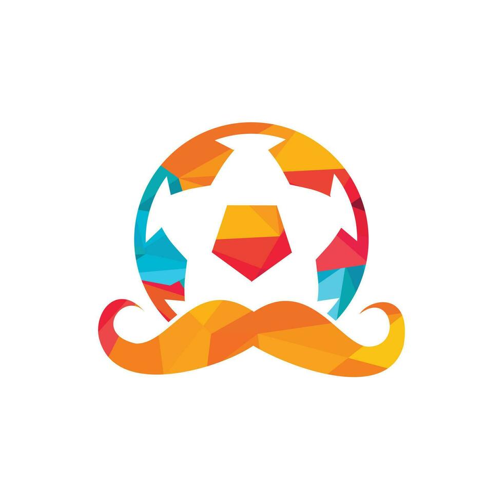 Strong soccer vector logo design. Moustache and soccer ball vector icon design.