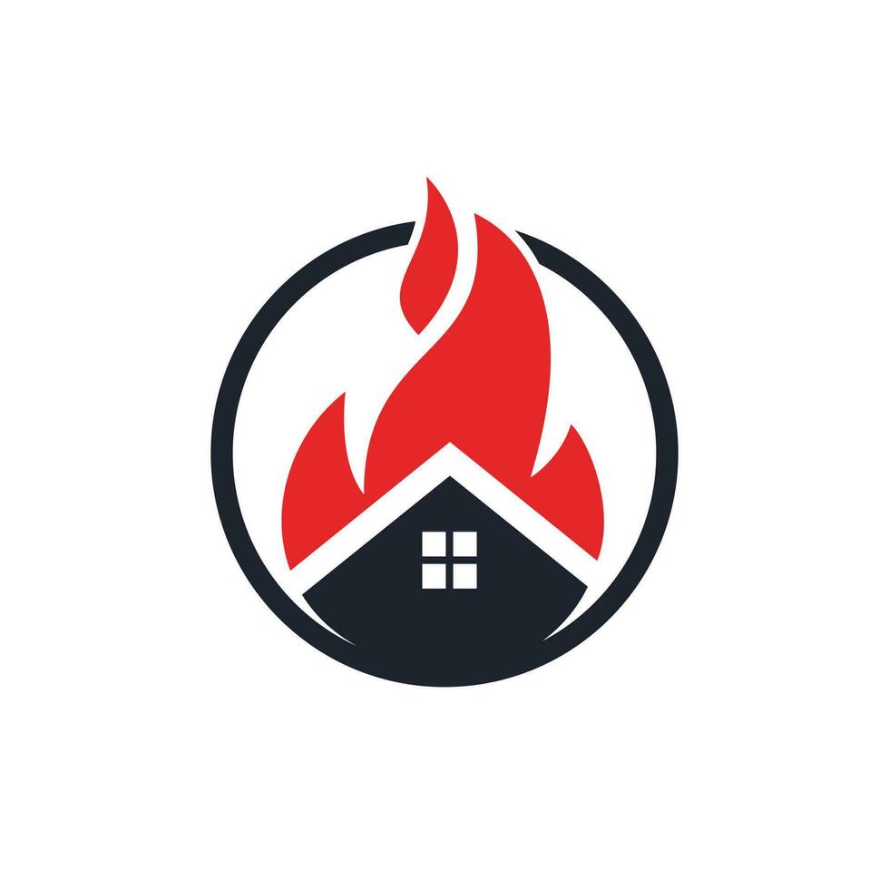 plantilla de diseño de logotipo de vector de fuego de casa. prevenir el concepto de logotipo de alarma de incendio o incendio.