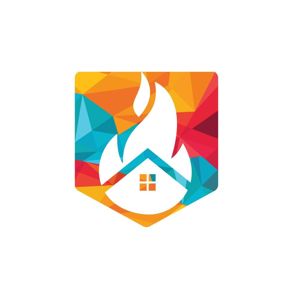 plantilla de diseño de logotipo de vector de fuego de casa. prevenir el concepto de logotipo de alarma de incendio o incendio.