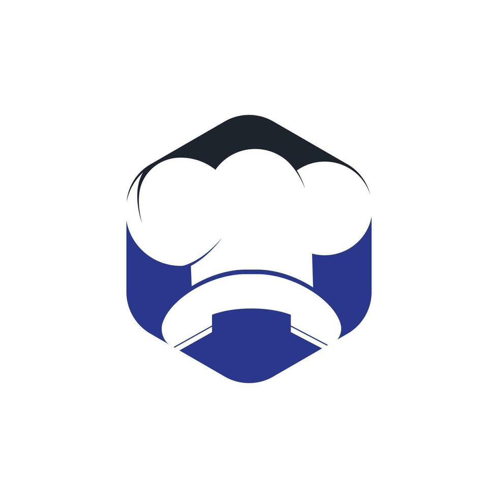 Phone chef vector logo design. Handset and chef hat icon design.