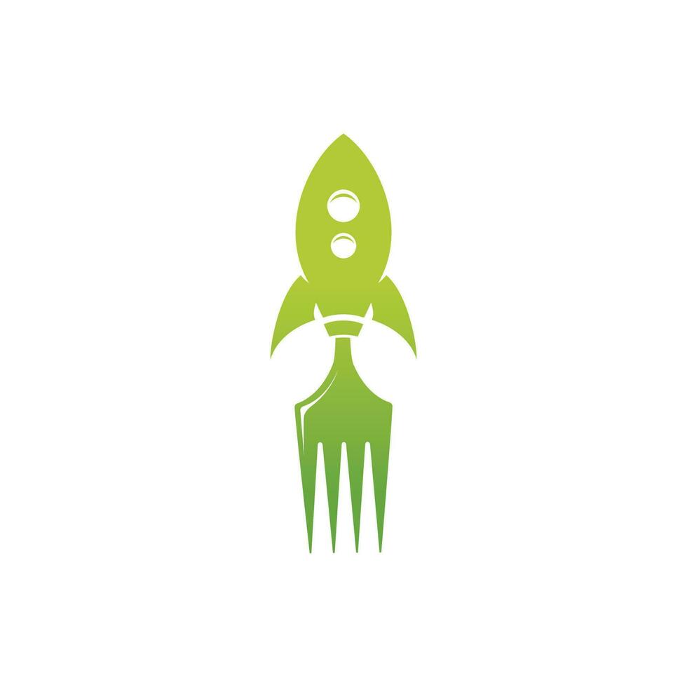 Rocket food logo design illustration. Fast food delivery logo template. vector