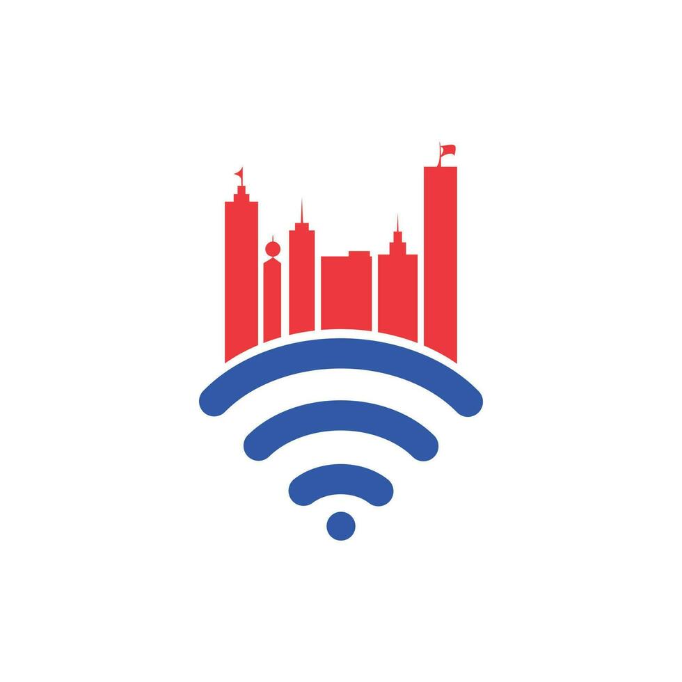 Smart city tech vector logo design. City Internet logo design concept.