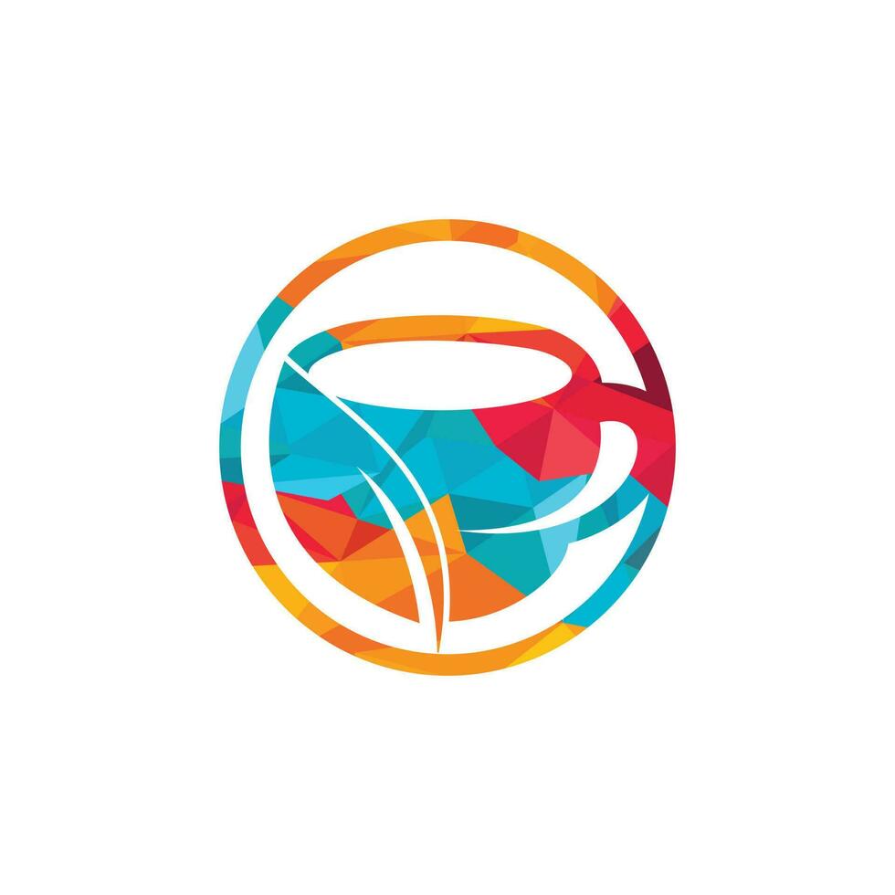 Organic tea vector logo design. Leaf mug for natural drink logo template.
