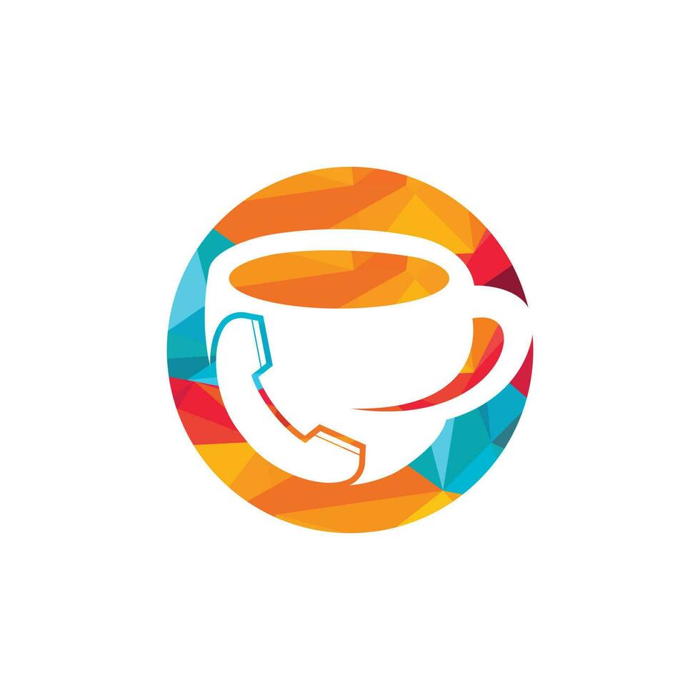 diseño de logotipo de vector de llamada de café. icono de auricular y taza.