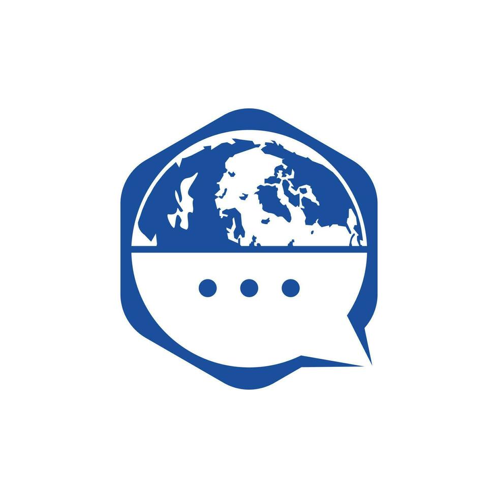 World chat vector logo design. Globe logo with bubble talk icon.