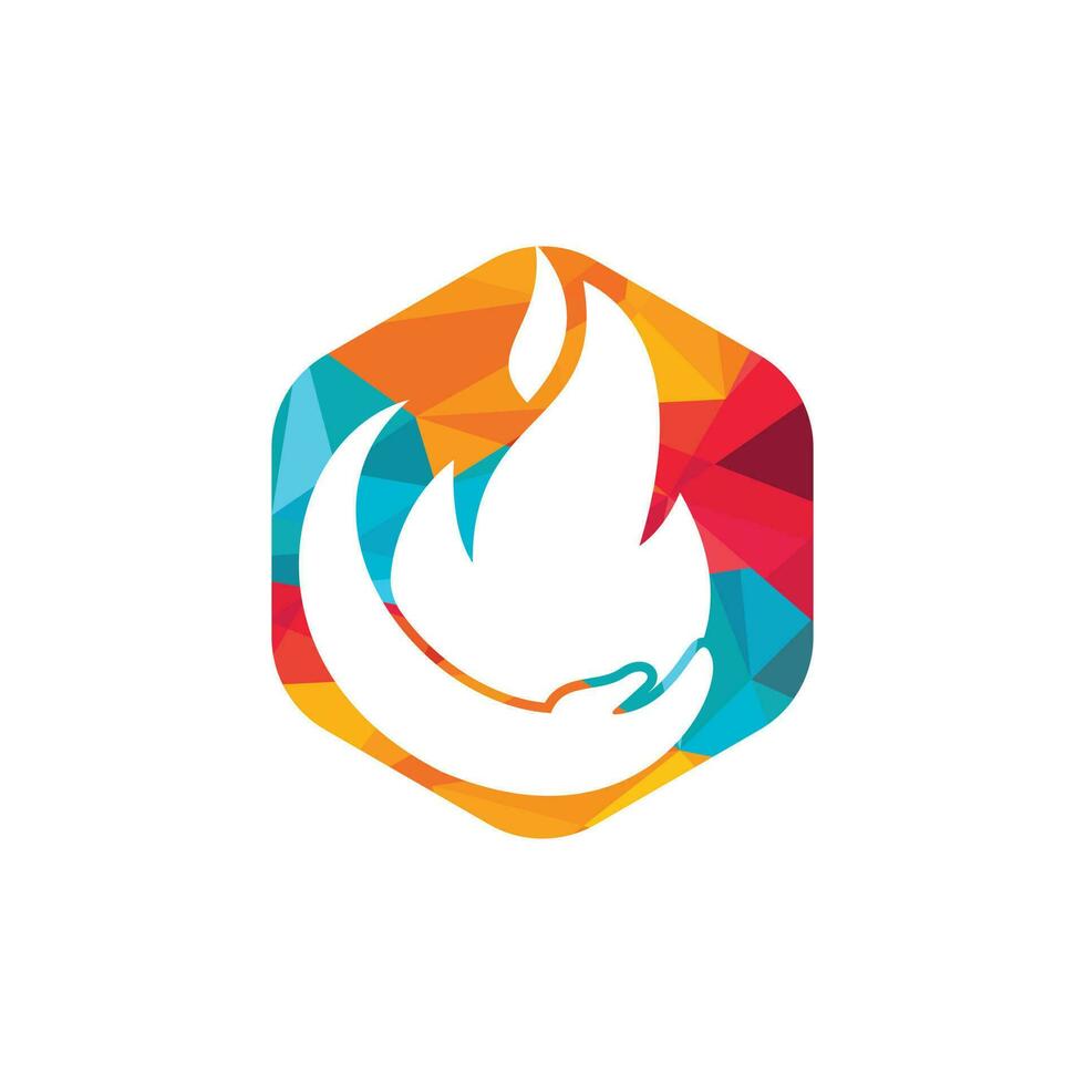 concepto de diseño de logotipo de vector de cuidado de incendios. diseño de logotipo de icono de mano y fuego.