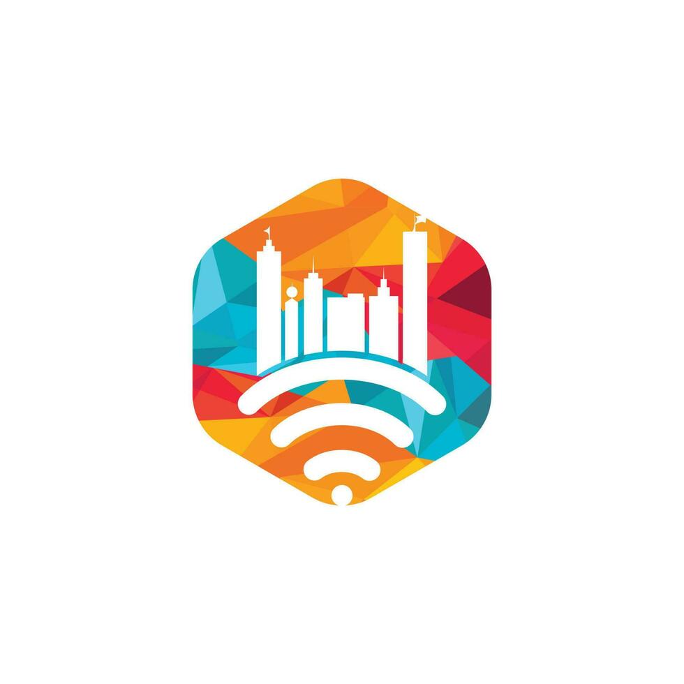 Smart city tech vector logo design. City Internet logo design concept.