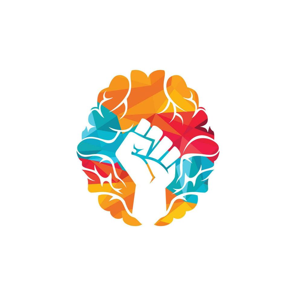 diseño del logotipo del vector del puño del cerebro. logotipo de poder intelectual. concepto de inteligencia extrema.