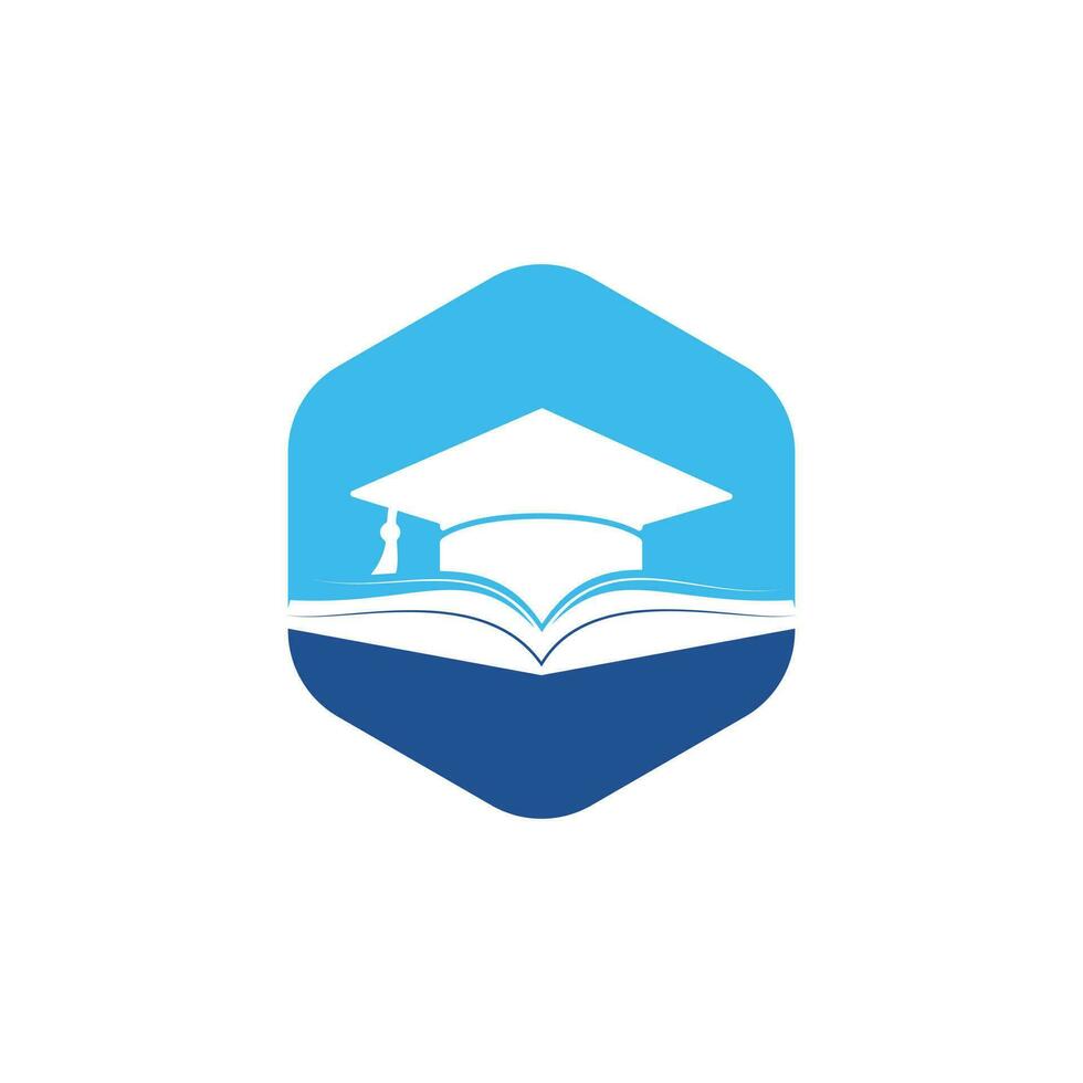 Graduation hat and book vector logo template. Education logo concept.