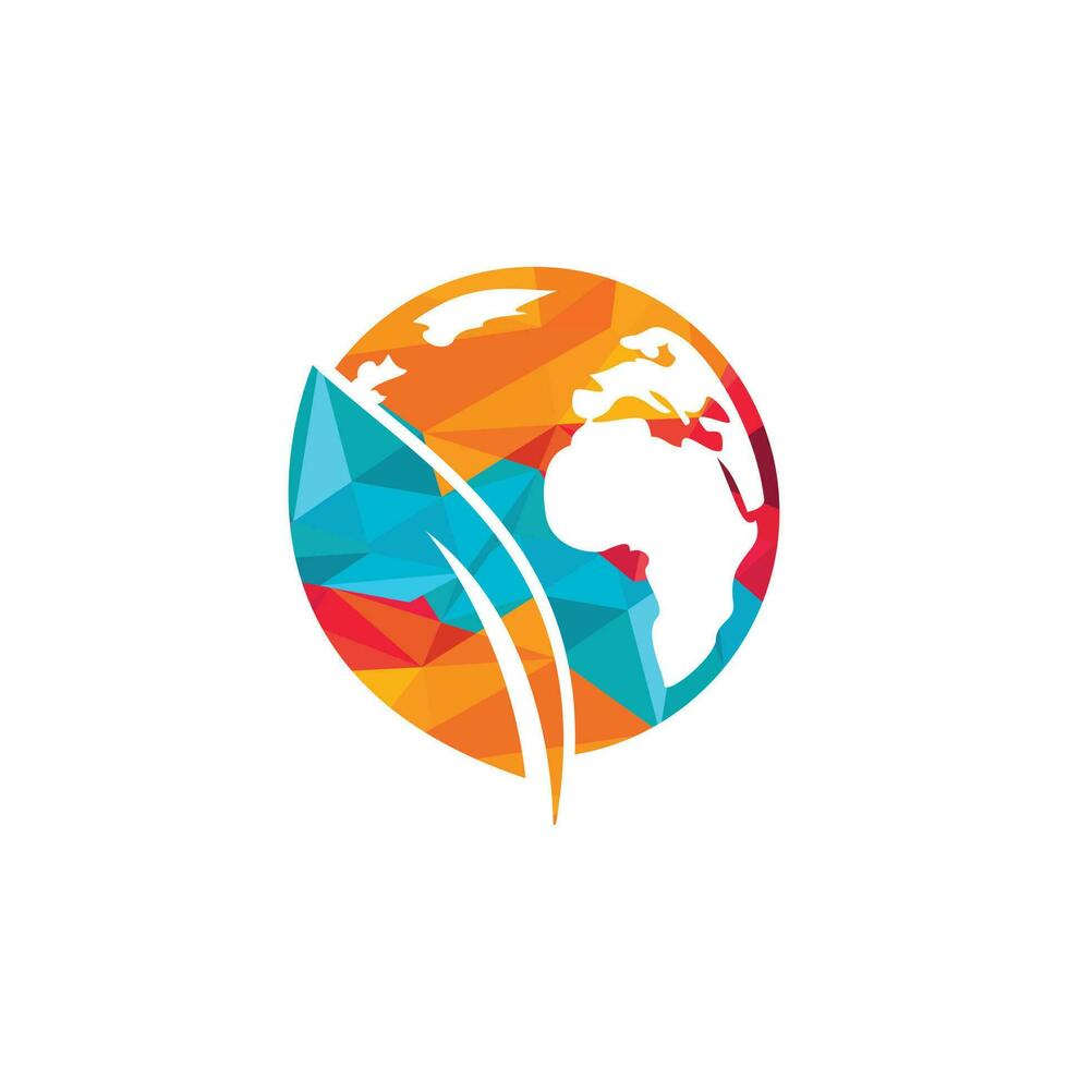 Globe leaf vector logo design. Global and natural, organic logotype design template.