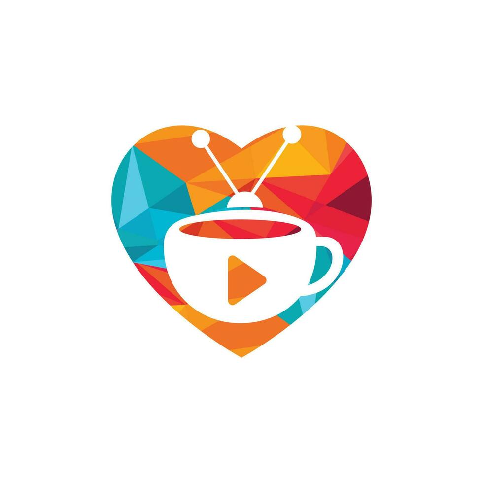 diseño de logotipo de vector de televisión de café. Taza de café y concepto de logotipo de icono de televisión.