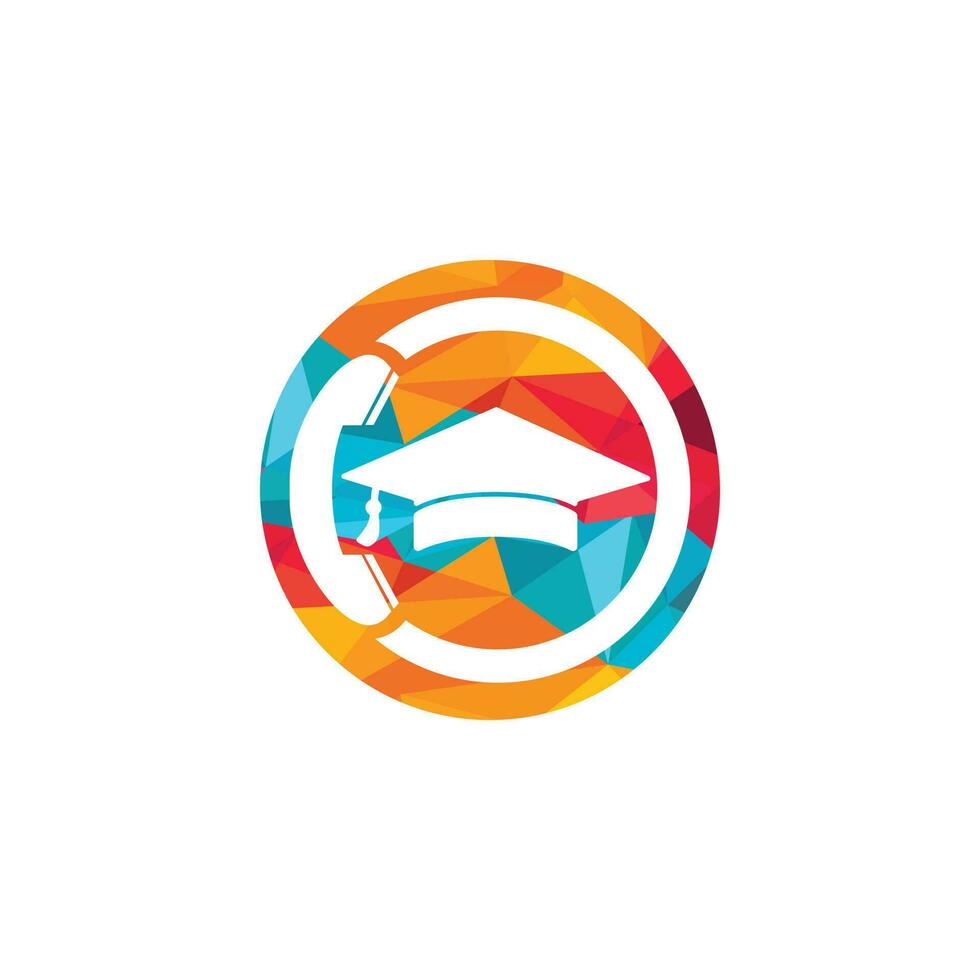 Education Call vector logo design template. Graduation cap and handset icon logo.