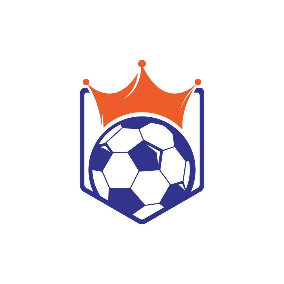 diseño del logotipo del vector del rey del fútbol. diseño de iconos de fútbol y corona.