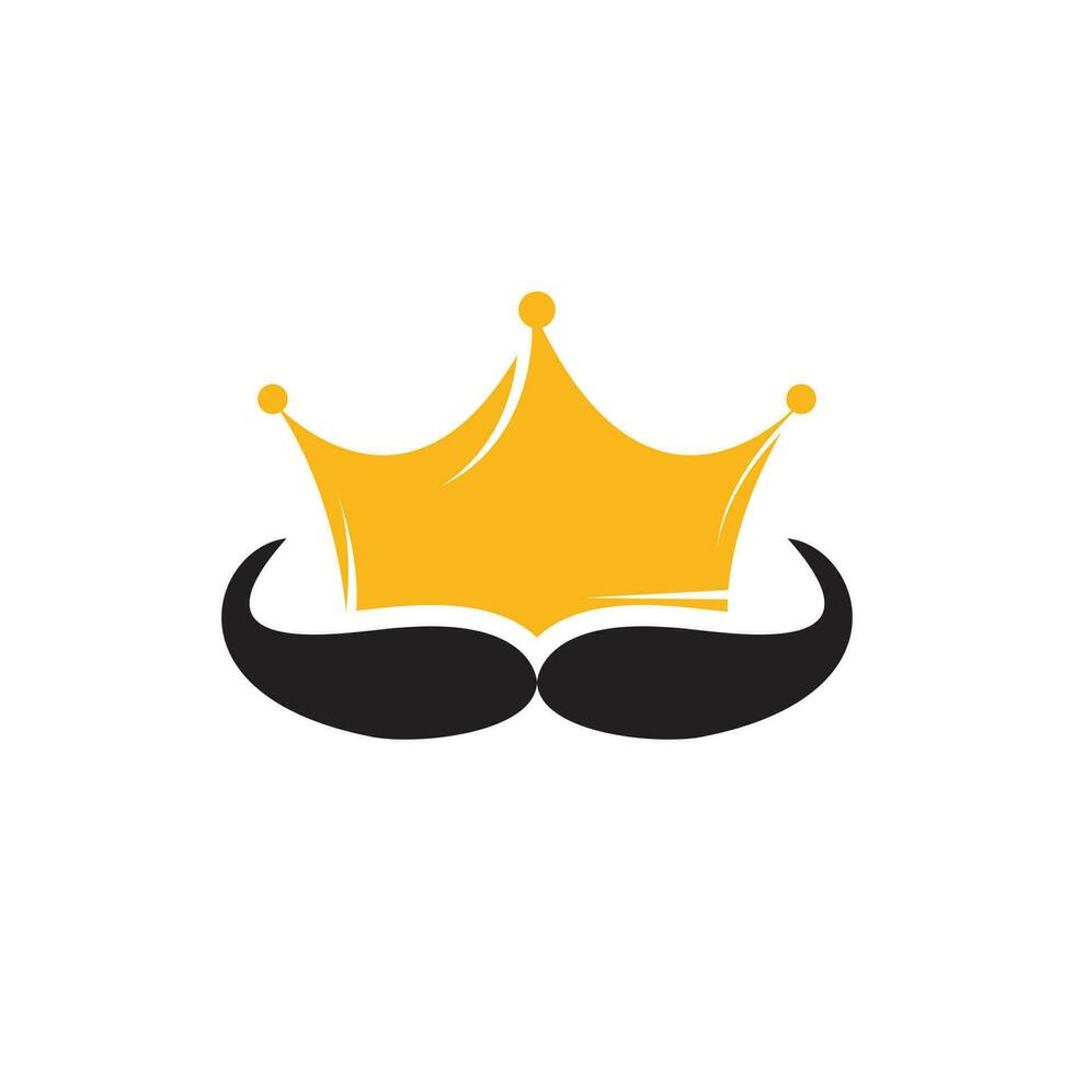 Mustache king vector logo design. Elegant stylish mustache crown logo.