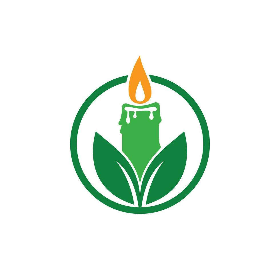 Candle leaf vector logo design. Eco candle logo design concept.