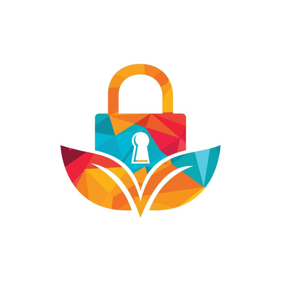Padlock leaf vector logo design. Nature security lock logo design concept.