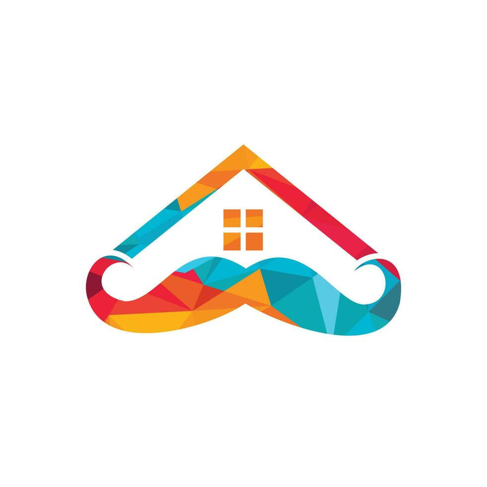 Mustache home vector logo design. Strong house logo design concept.