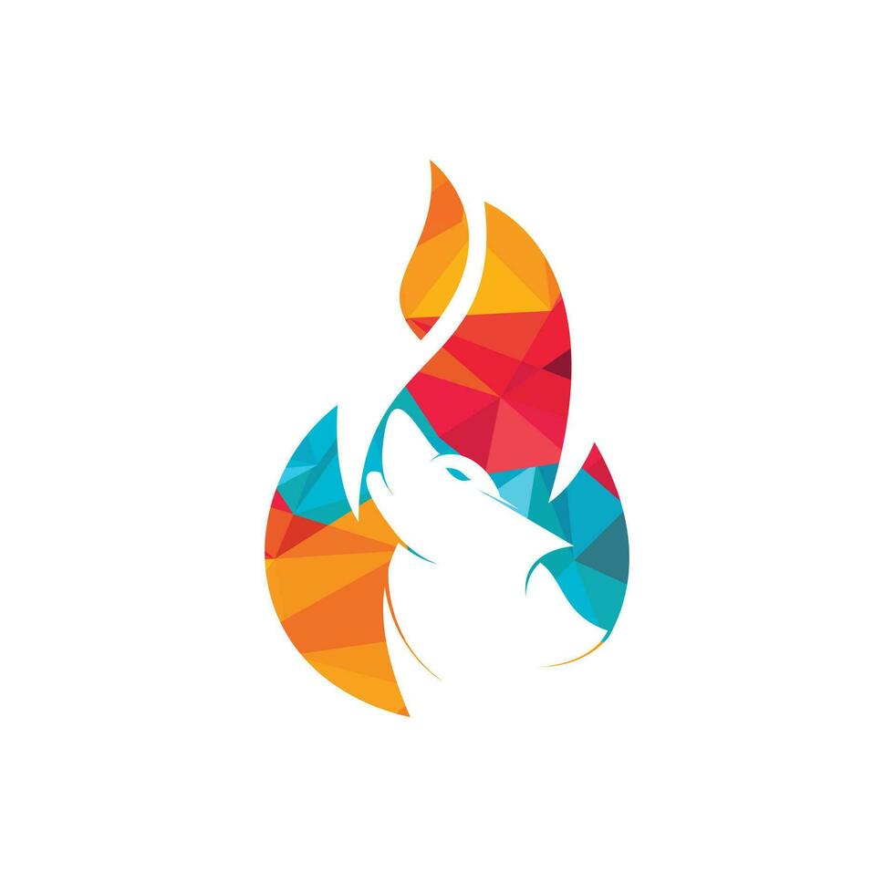 Wolf fire vector logo design template.