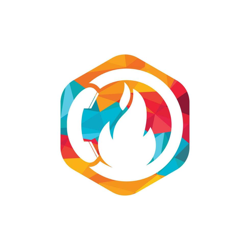 concepto de diseño de logotipo vectorial de llamada en caliente. icono de teléfono y fuego. vector