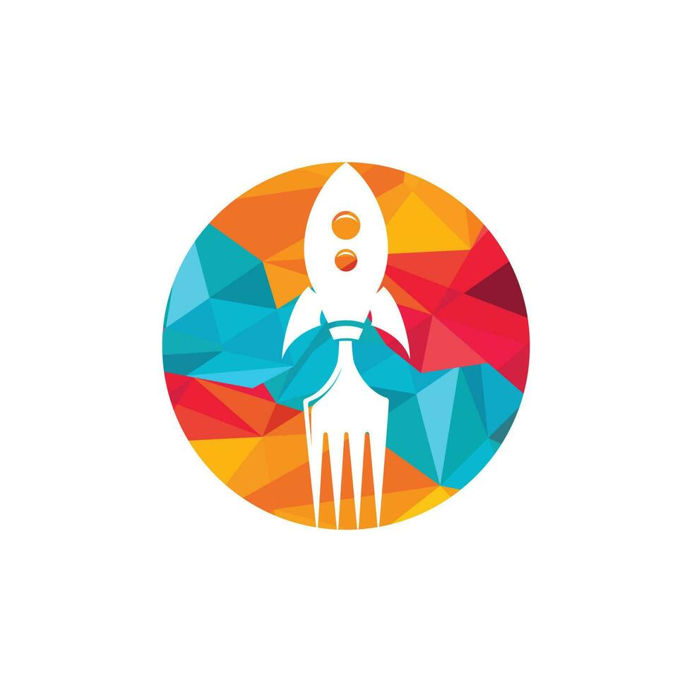 Rocket food logo design illustration. Fast food delivery logo template. vector