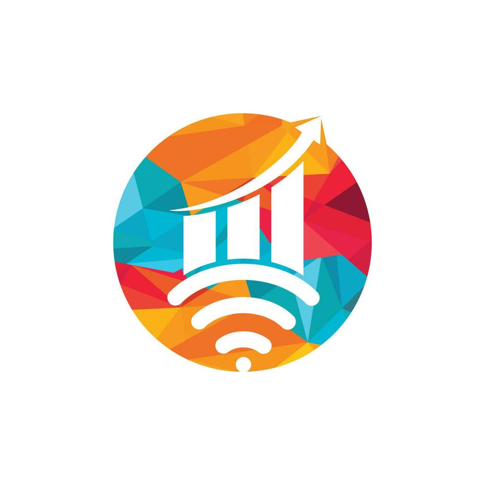 diseño de logotipo de vector de estadística wifi. diseño de icono de logotipo analítico wifi.