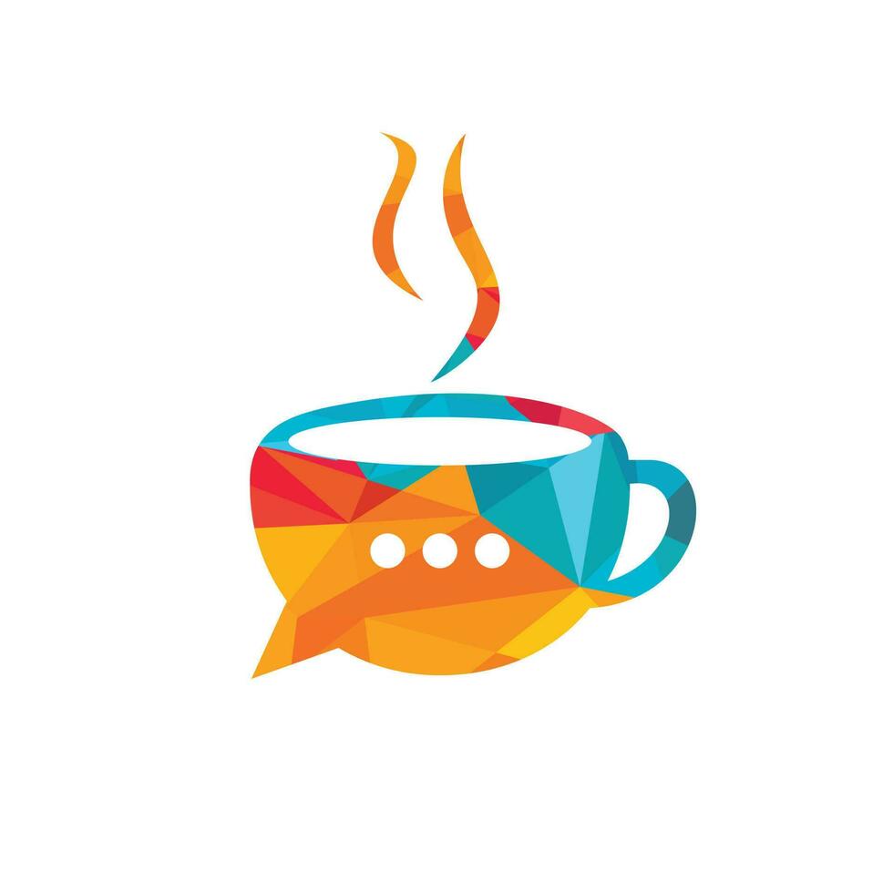 diseño de logotipo de vector de chat de café. plantilla de diseño del logotipo del foro de charlas de café.