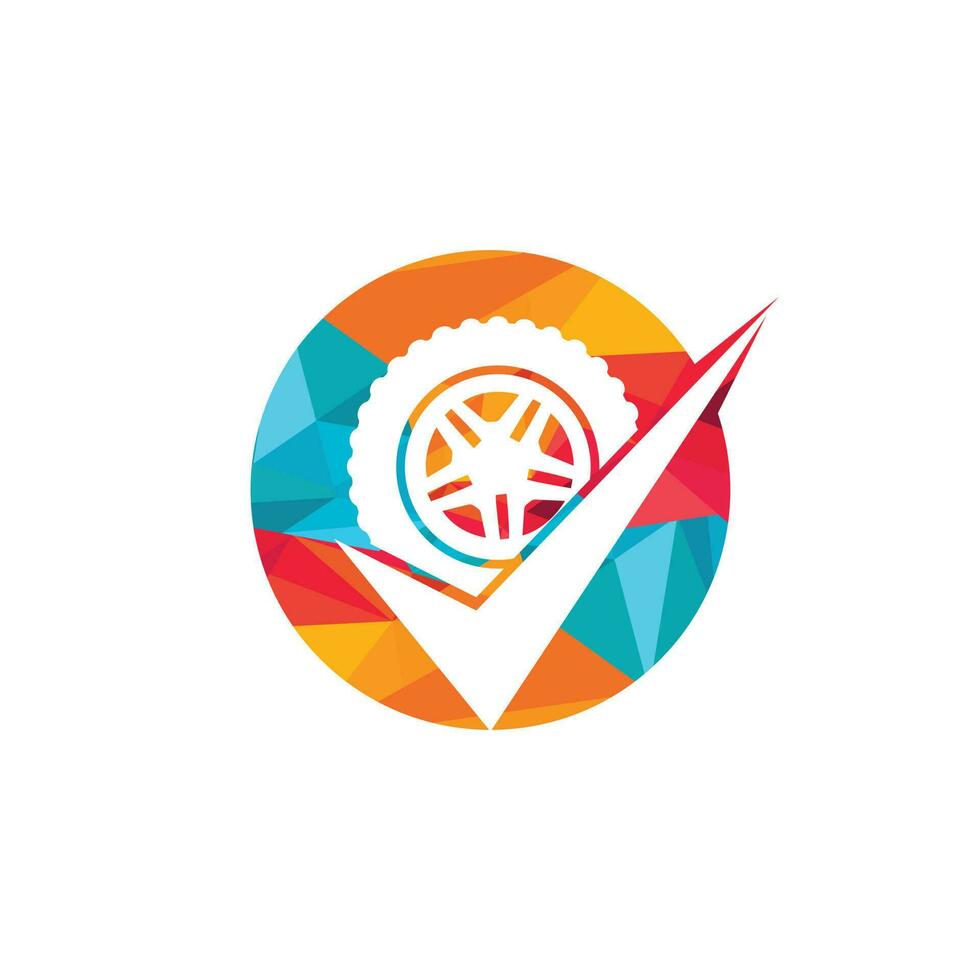 Tire check vector logo design. Tire and tick icon concept.