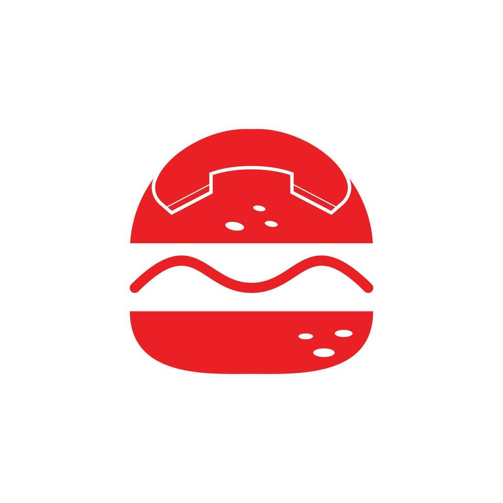 diseño de logotipo de llamada de comida. concepto de logotipo de entrega de hamburguesas. icono de hamburguesa y auricular. vector