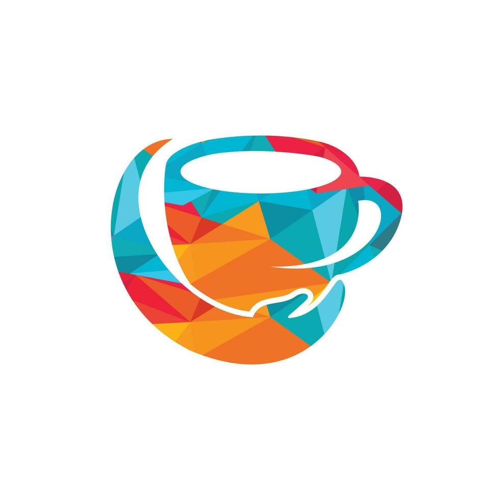 diseño del logotipo del vector de cuidado del café. taza de café y diseño de icono de mano.
