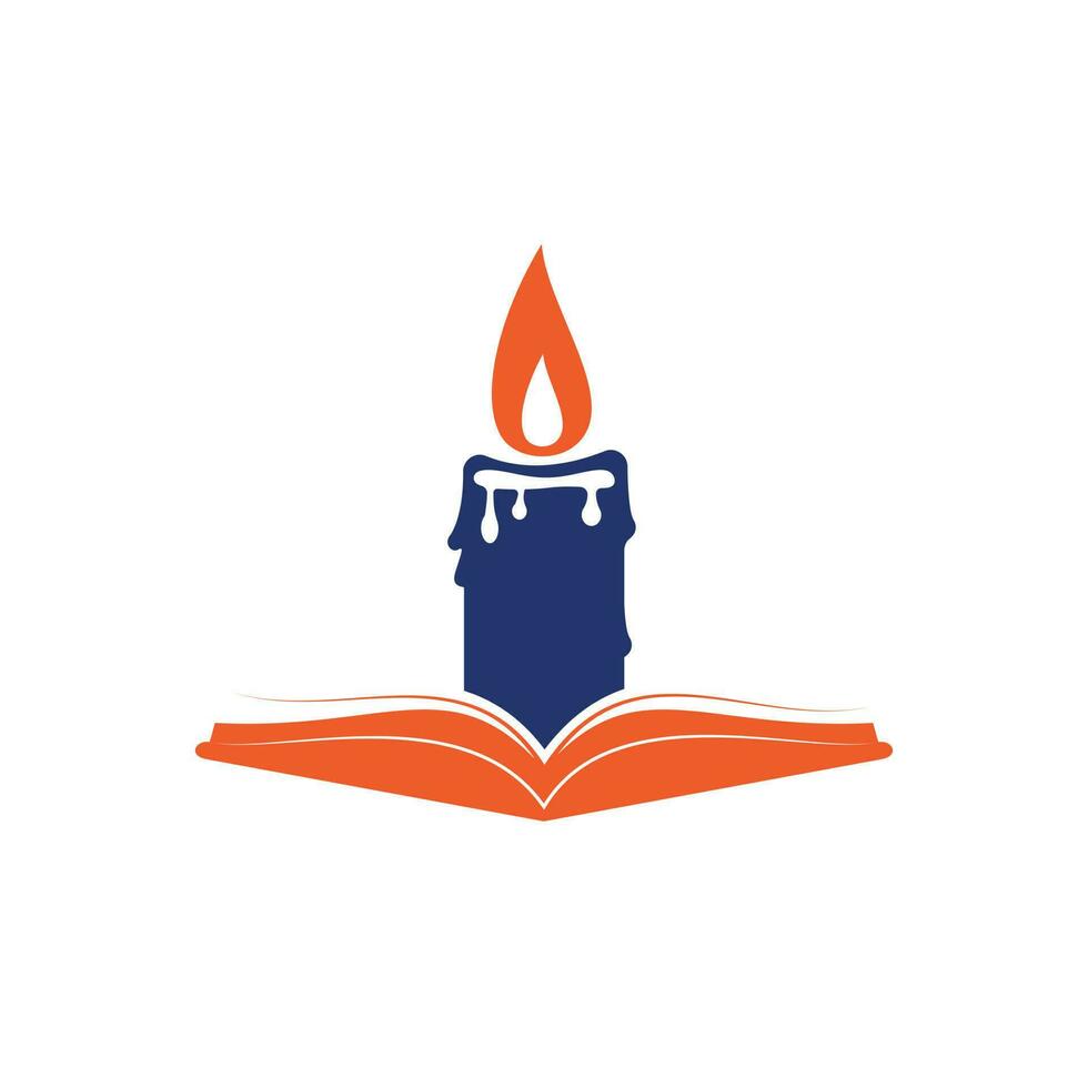 Book light vector logo design. Book and Candle vector logo design template.