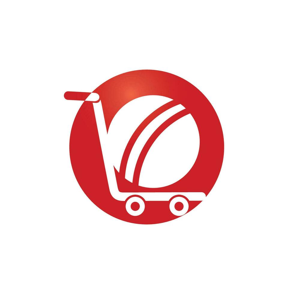 Cricket ball and trolley logo design. Cricket shopping logo design concept. vector