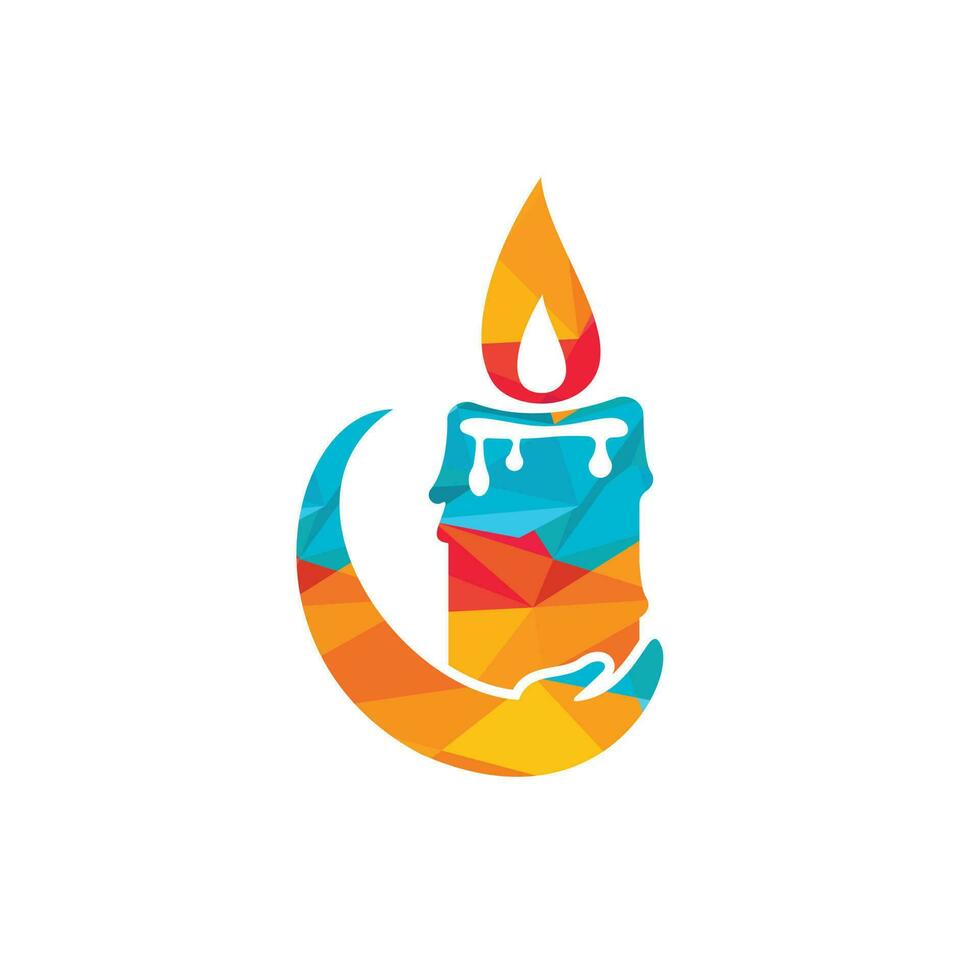 diseño del logotipo del vector de cuidado de la luz de las velas. diseño de icono de vela y mano.