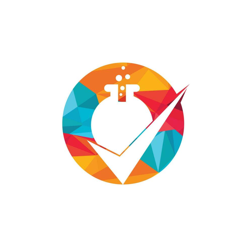Lab Check vector logo design. Lab check verified logo vector icon illustration.