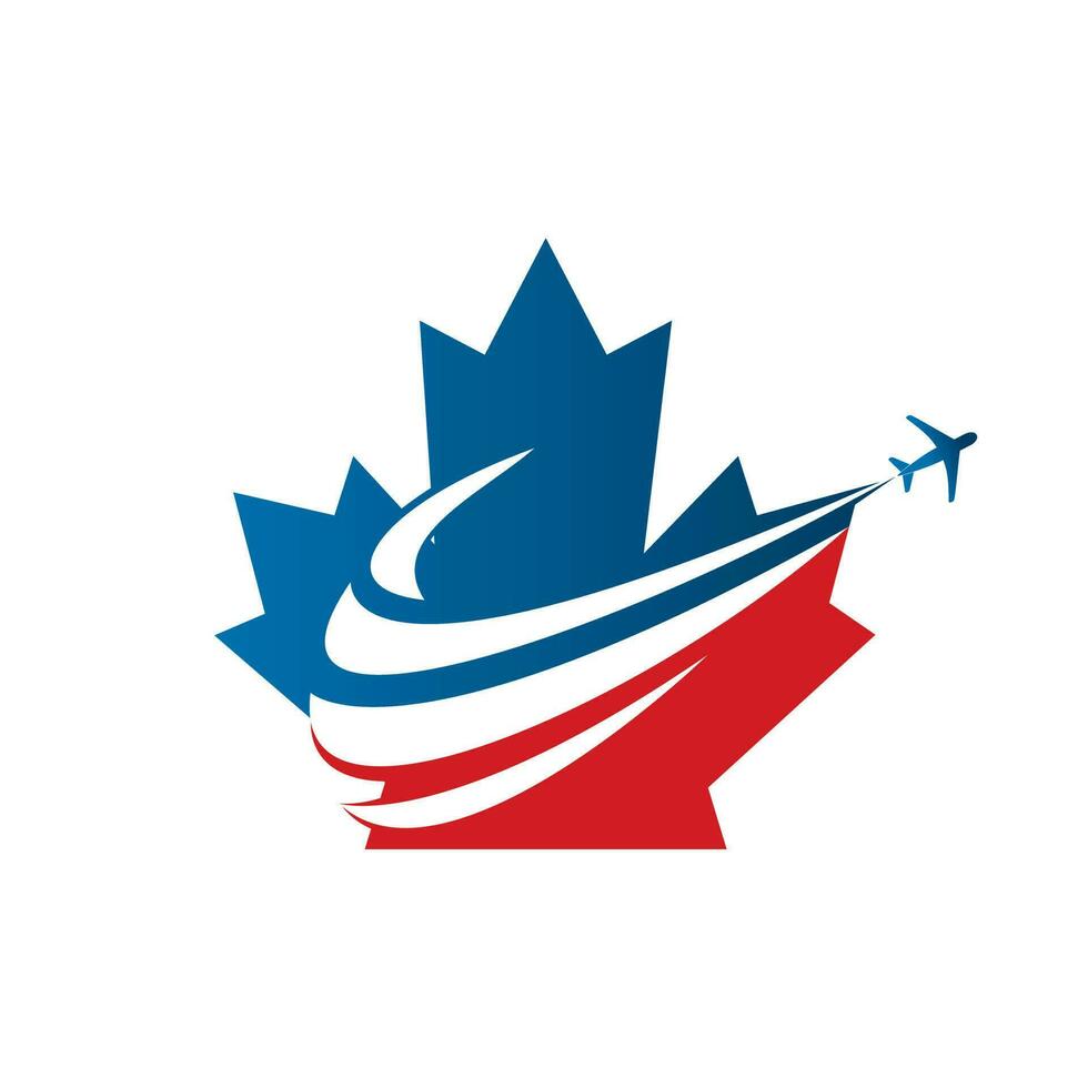 Canada travel vector logo design. Canadian aviation vector logo design concept.