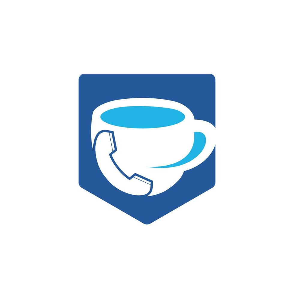 diseño de logotipo de vector de llamada de café. icono de auricular y taza.