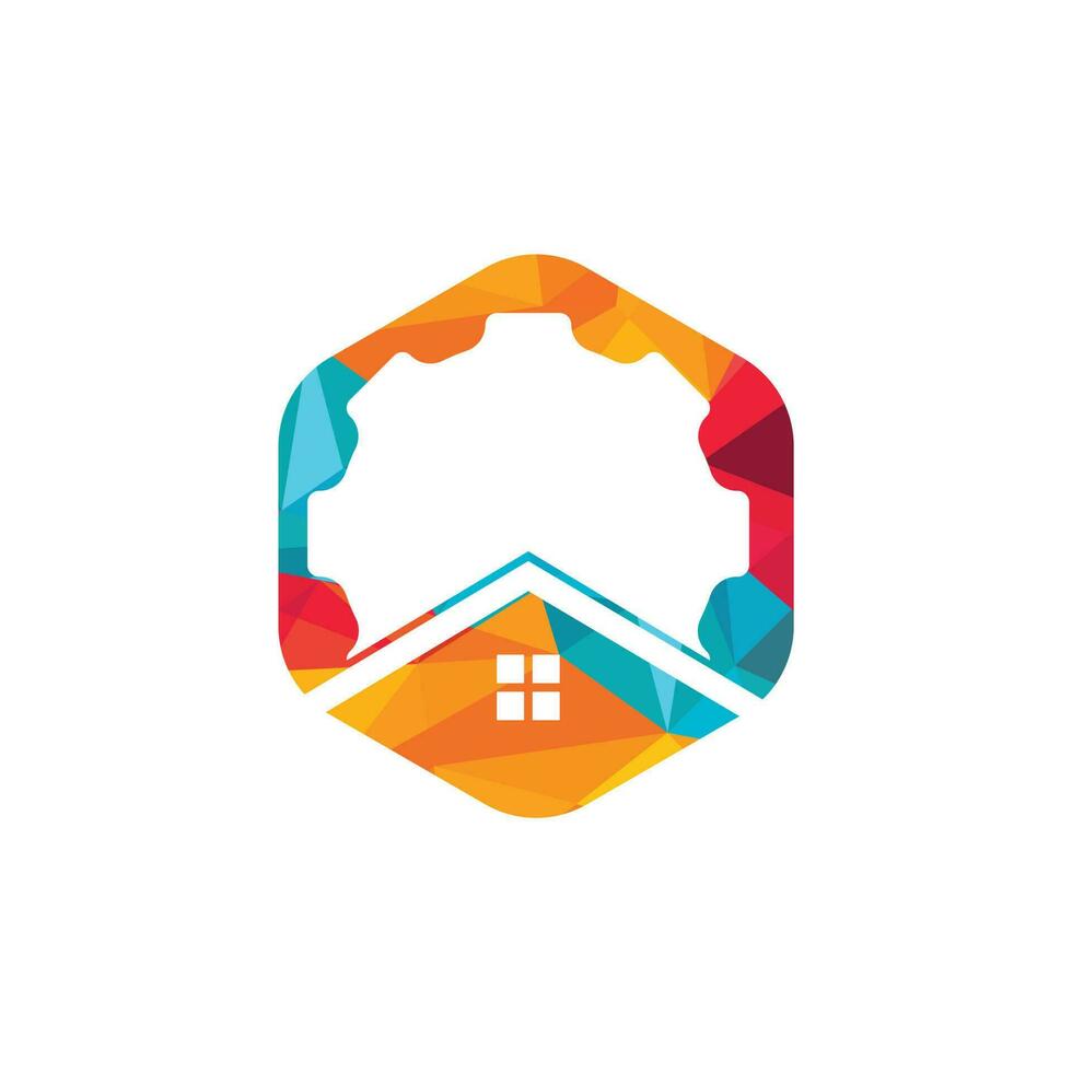 Gear house vector logo design. Gear home technology Logo design template.
