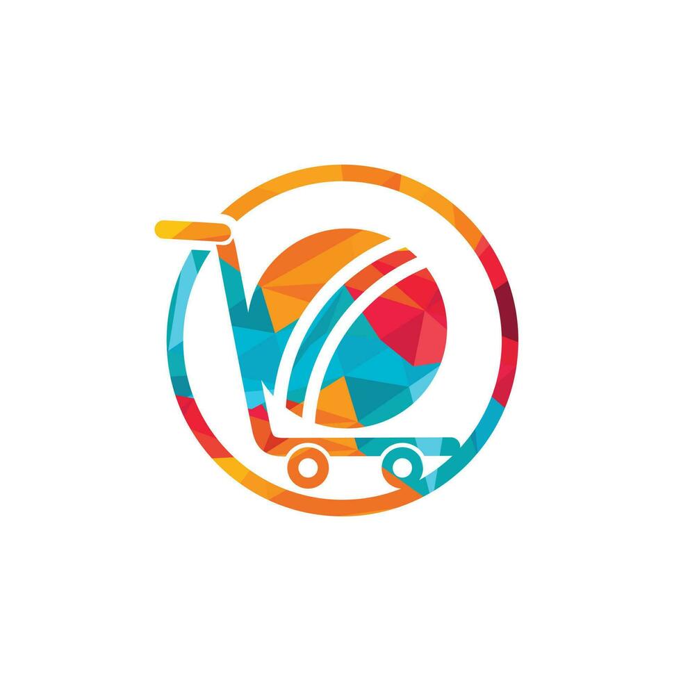 diseño de logotipo de bola de cricket y carro. concepto de diseño del logotipo de compras de cricket. vector
