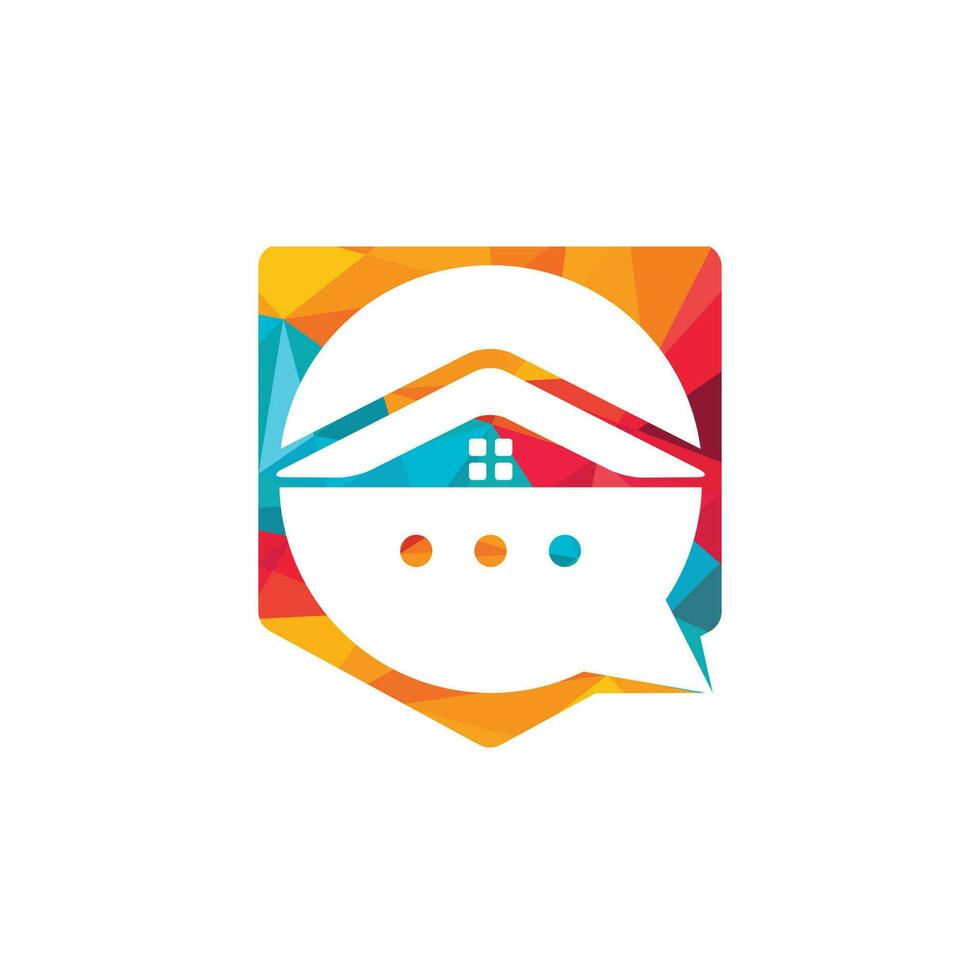 diseño de logotipo de vector de casa de chat. concepto de diseño de logotipo de vector de casa de chat en línea.