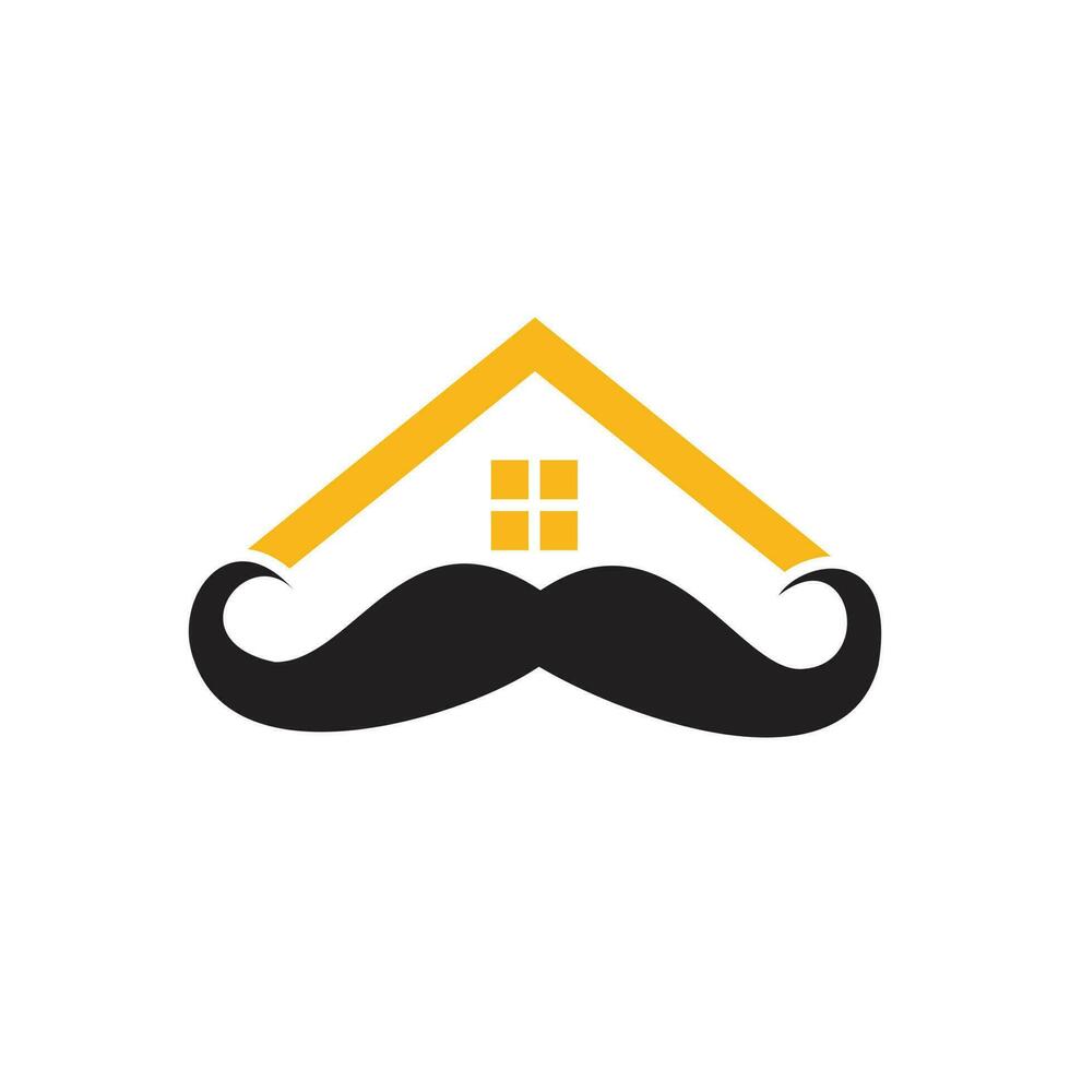 diseño de logotipo de vector de casa de bigote. concepto de diseño de logotipo de casa fuerte.