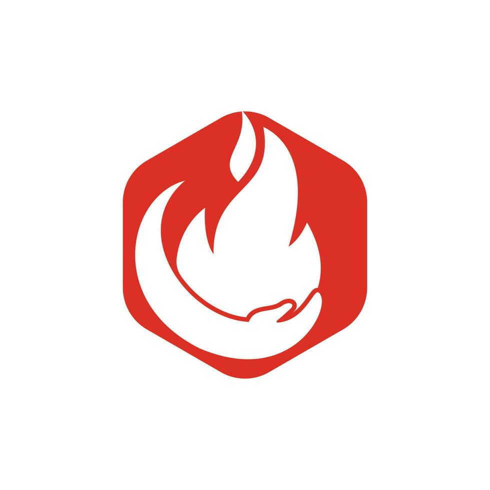 concepto de diseño de logotipo de vector de cuidado de incendios. diseño de logotipo de icono de mano y fuego.