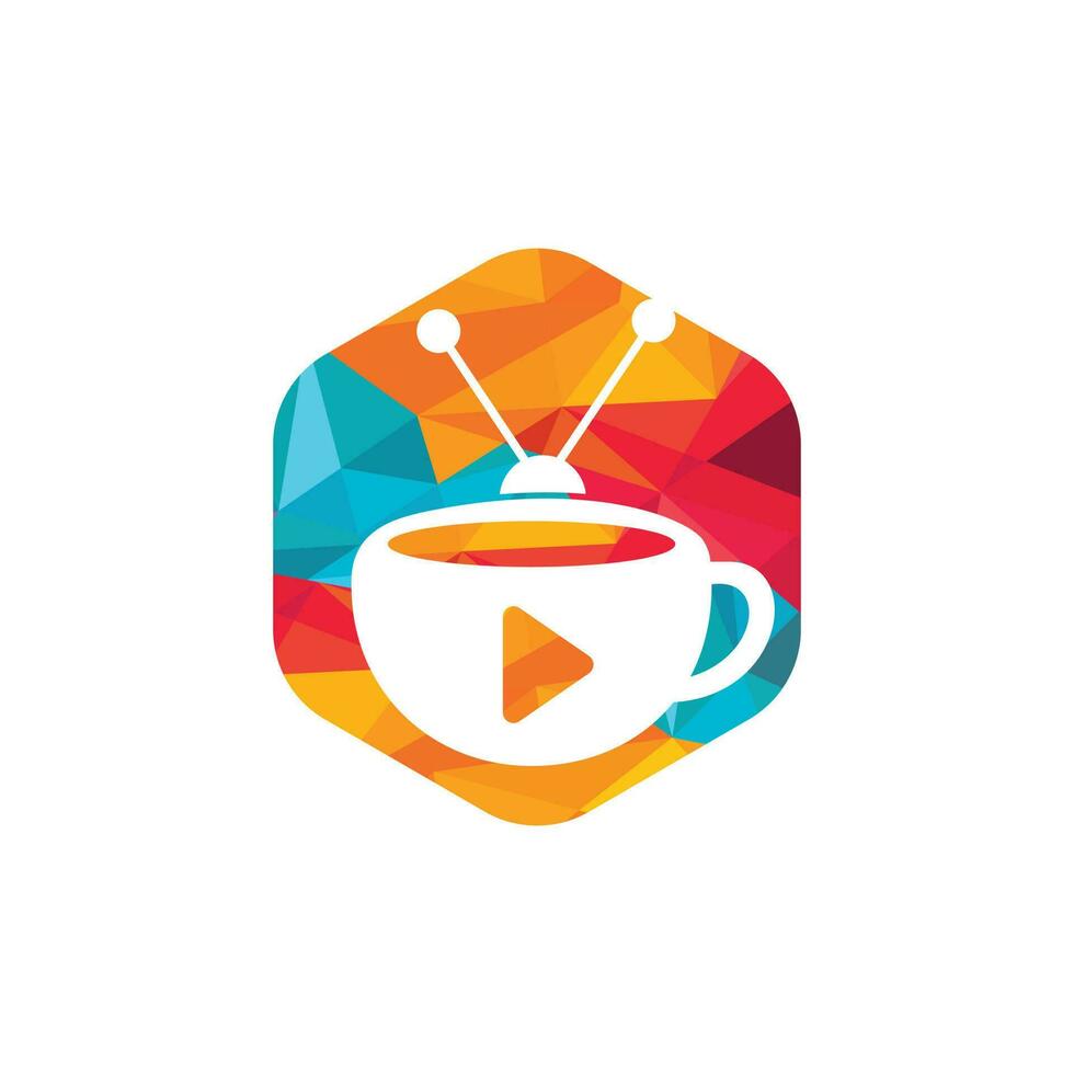 Coffee television vector logo design. Coffee mug and television icon logo concept.