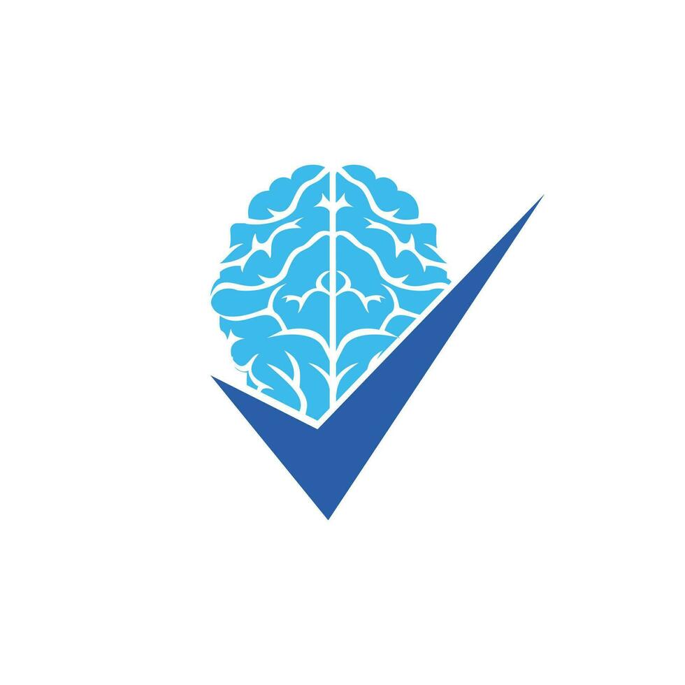 Brain check vector logo design. Brain and tick icon logo.