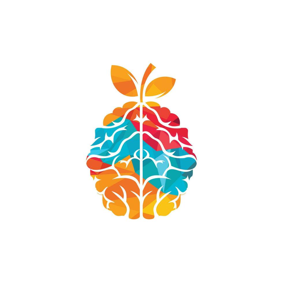 diseño de logotipo de vector de cerebro naranja. logotipo de un cerebro de estilo frutal.