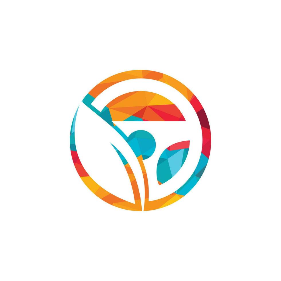 Eco steering wheel vector logo design. Steering wheel and eco symbol or icon.