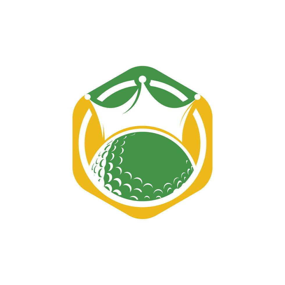 King golf vector logo design. Golf ball with crown vector icon.